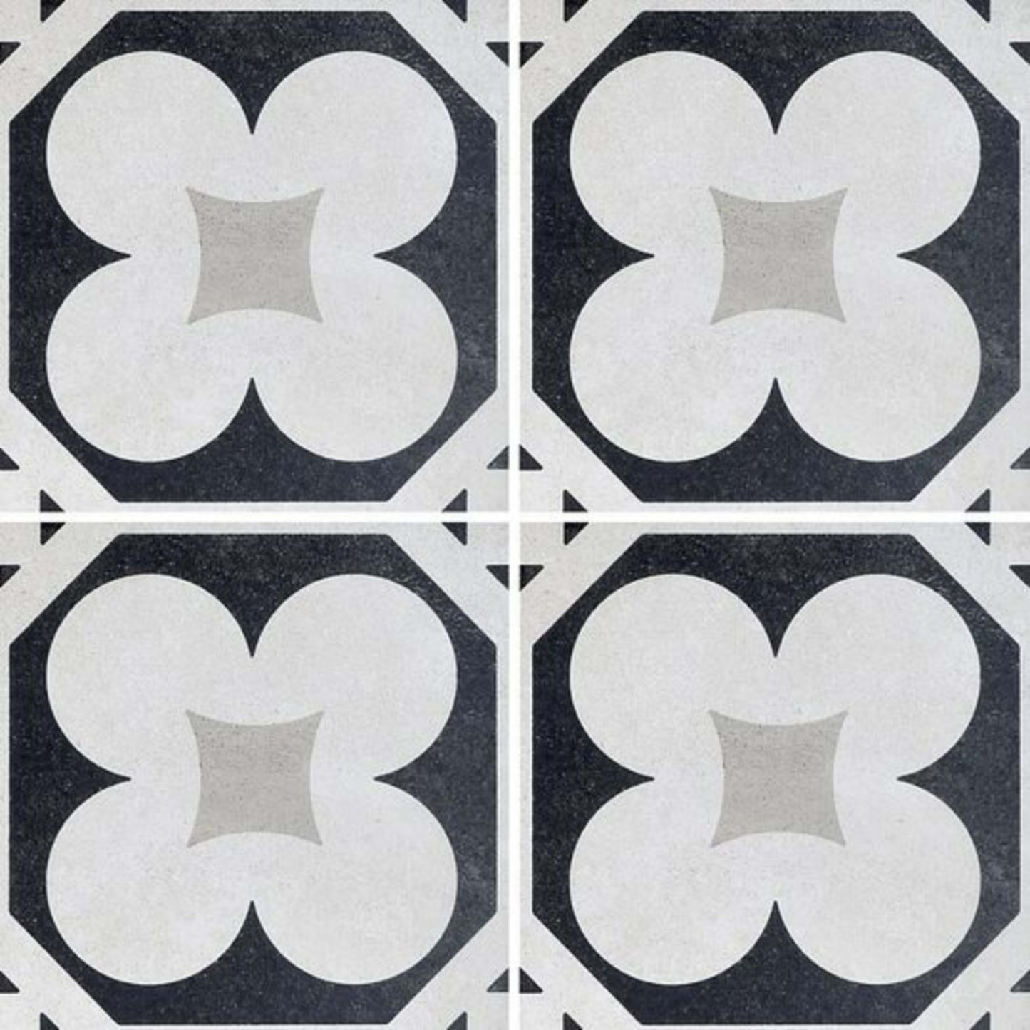 Cementine Black and White in B&W 4 Tile