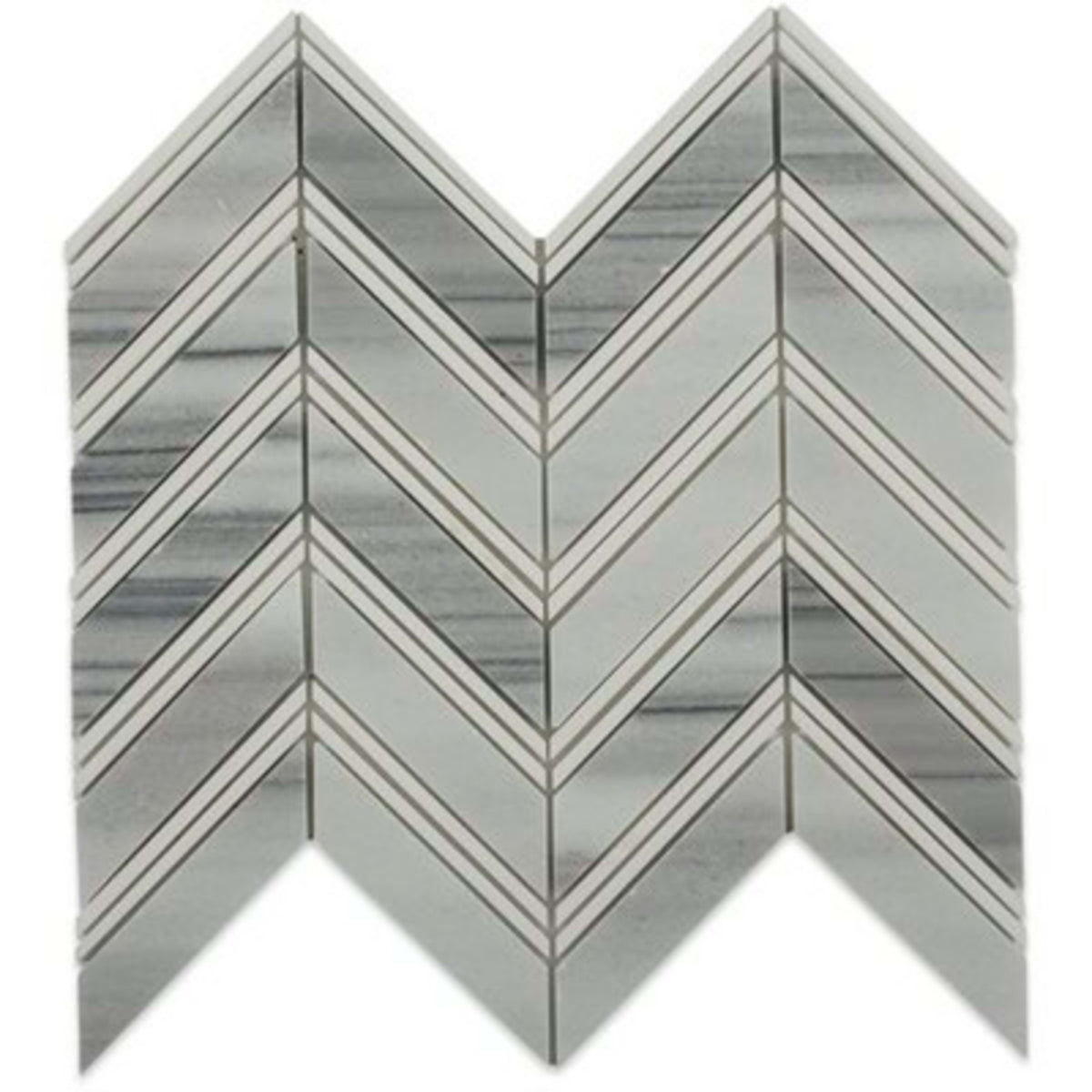 Chevron in Cipollino With Thassos Strips Natural Stone