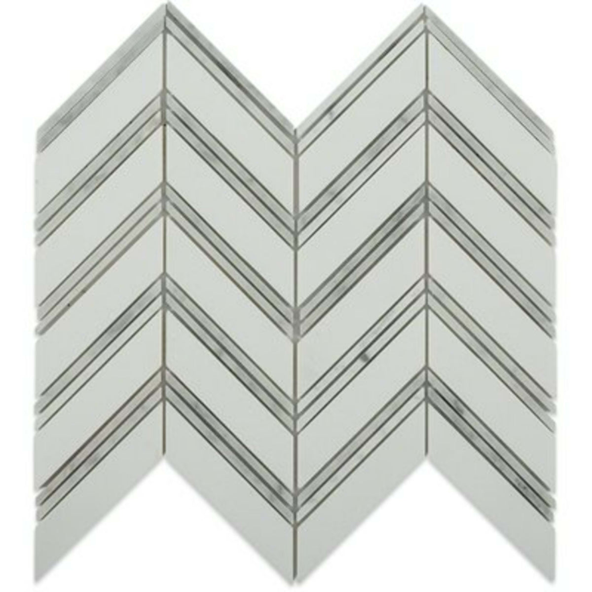 Chevron in Thassos With Bianco Carrara Strips Natural Stone