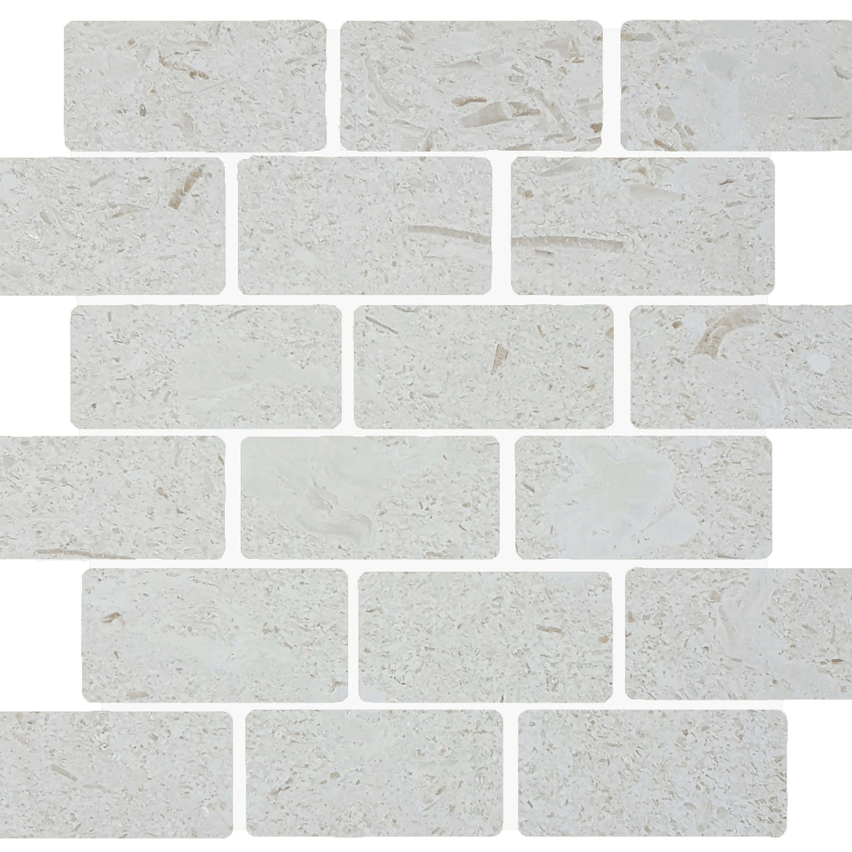 Sand Key in Shell Stone Staggered Mosaic Natural Stone