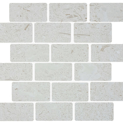 Sand Key in Shell Stone Staggered Mosaic Natural Stone