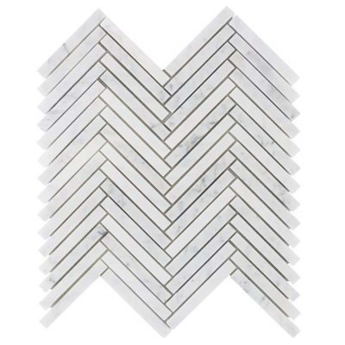 White Carrara in White Carrara 1 / 2x4 Herringbone Natural Stone
