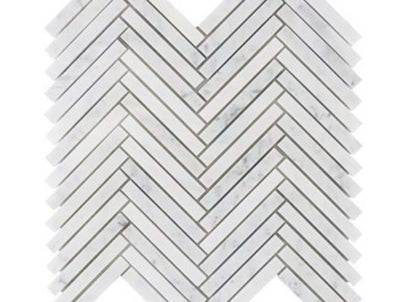 White Carrara in White Carrara 1 / 2x4 Herringbone