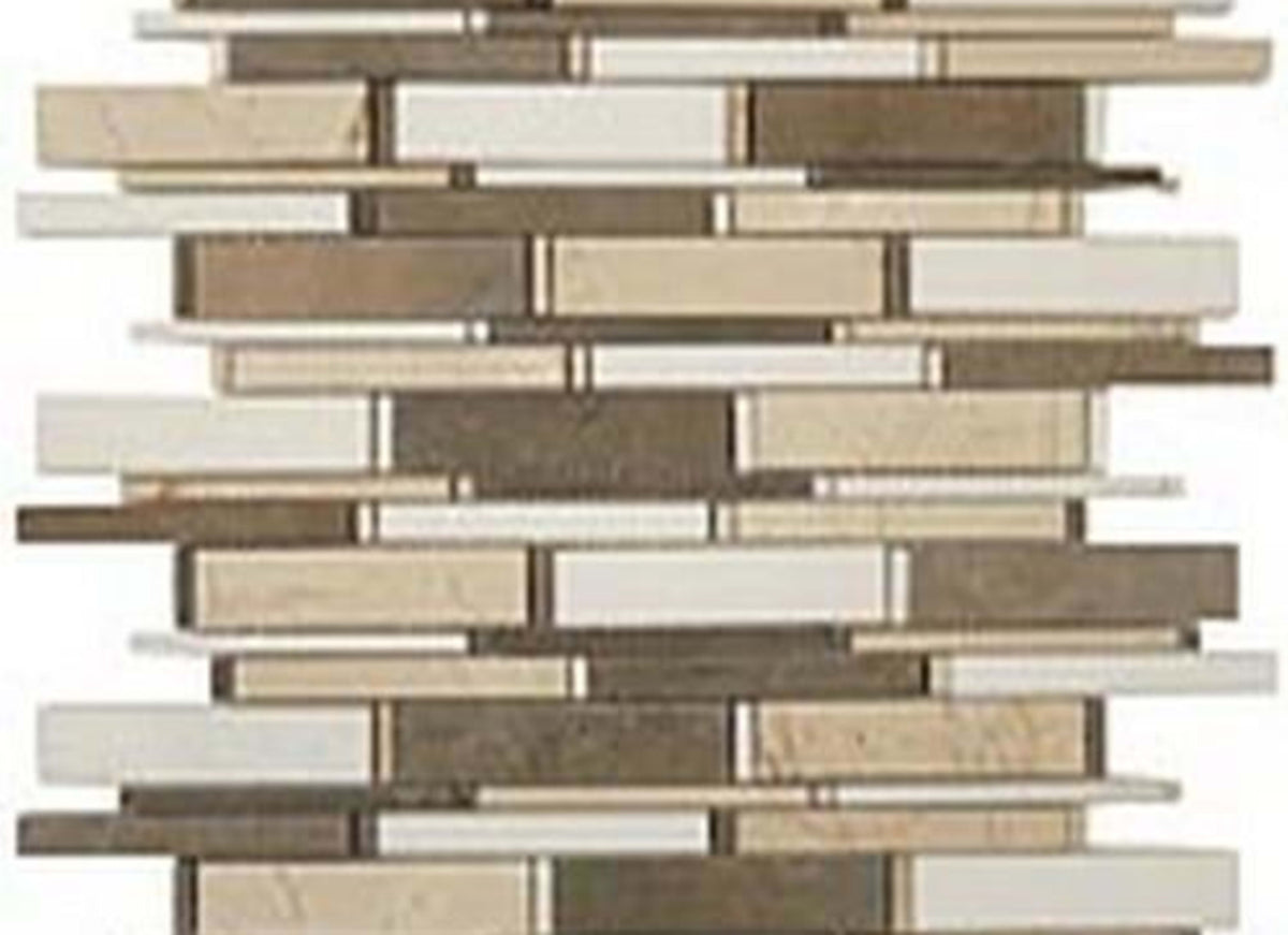 Cascade in Lagos Azul-Crema Marfil-Thassos White 4"xrandom Bricks