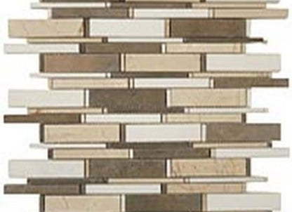 Cascade in Lagos Azul-Crema Marfil-Thassos White 4"xrandom Bricks
