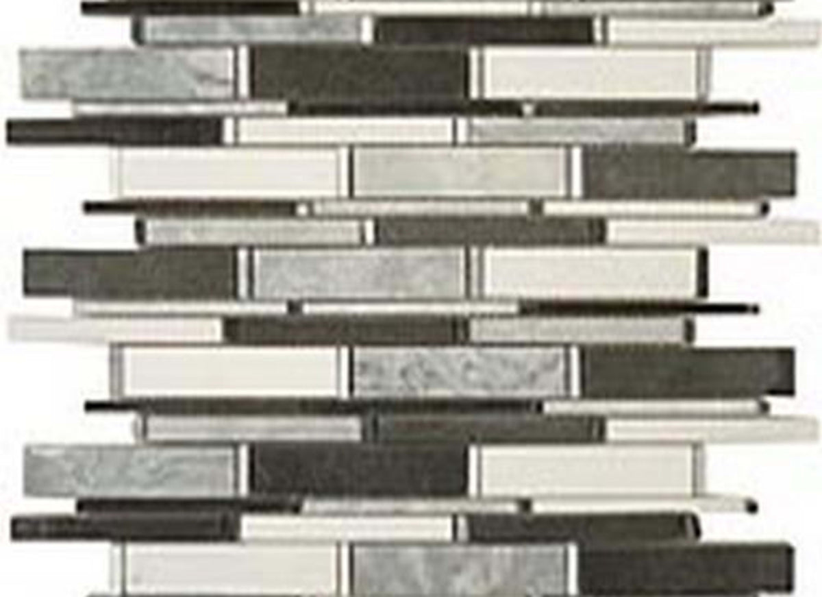 Cascade in Mugworth-Thassos White-Basalt 4"xrandom Bricks