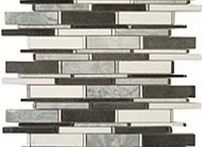 Cascade in Mugworth-Thassos White-Basalt 4"xrandom Bricks
