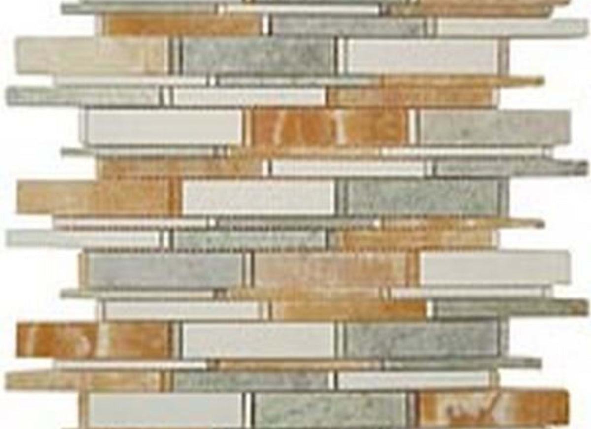 Cascade in Honey Onyx-Ming Green-Thassos White 4"xrandom Bricks