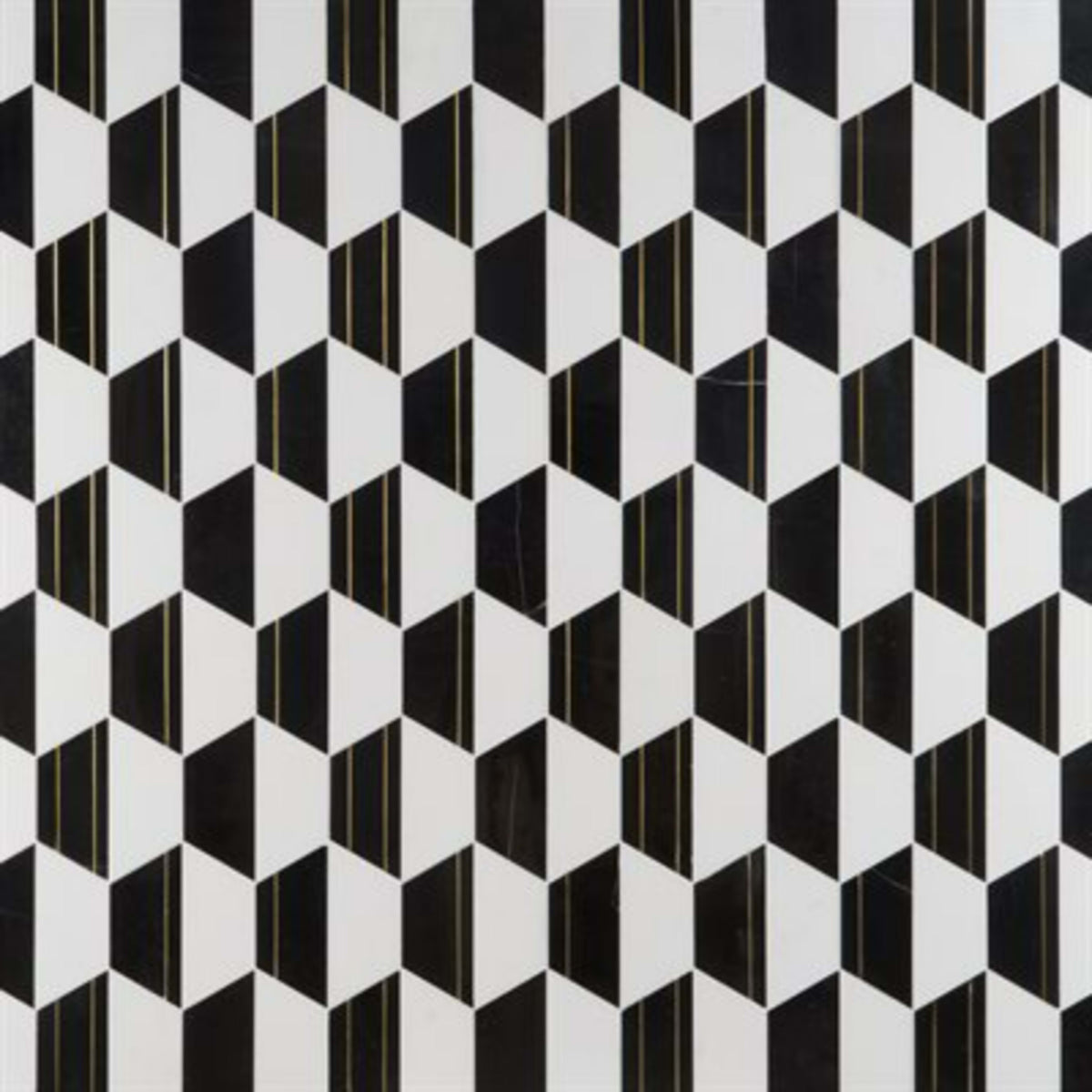Causeway in White Thassos Black Jade  Brass Natural Stone
