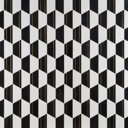 Causeway in White Thassos Black Jade  Brass Natural Stone