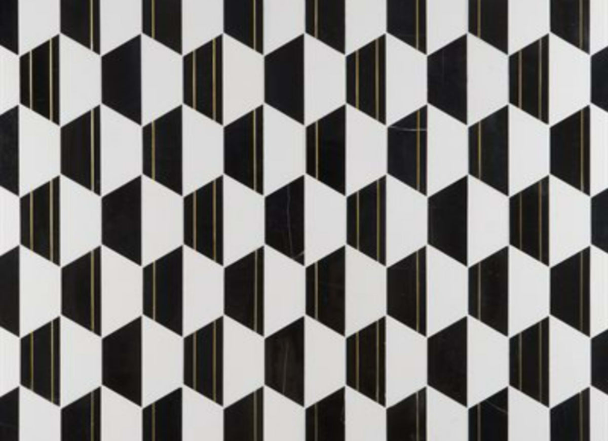 Causeway in White Thassos Black Jade  Brass