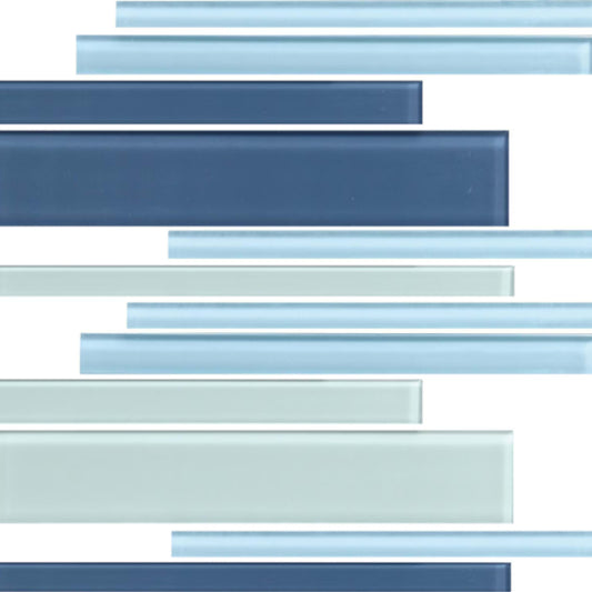 Color Wave - Random Interlocking in Winter Blues Glass Tile