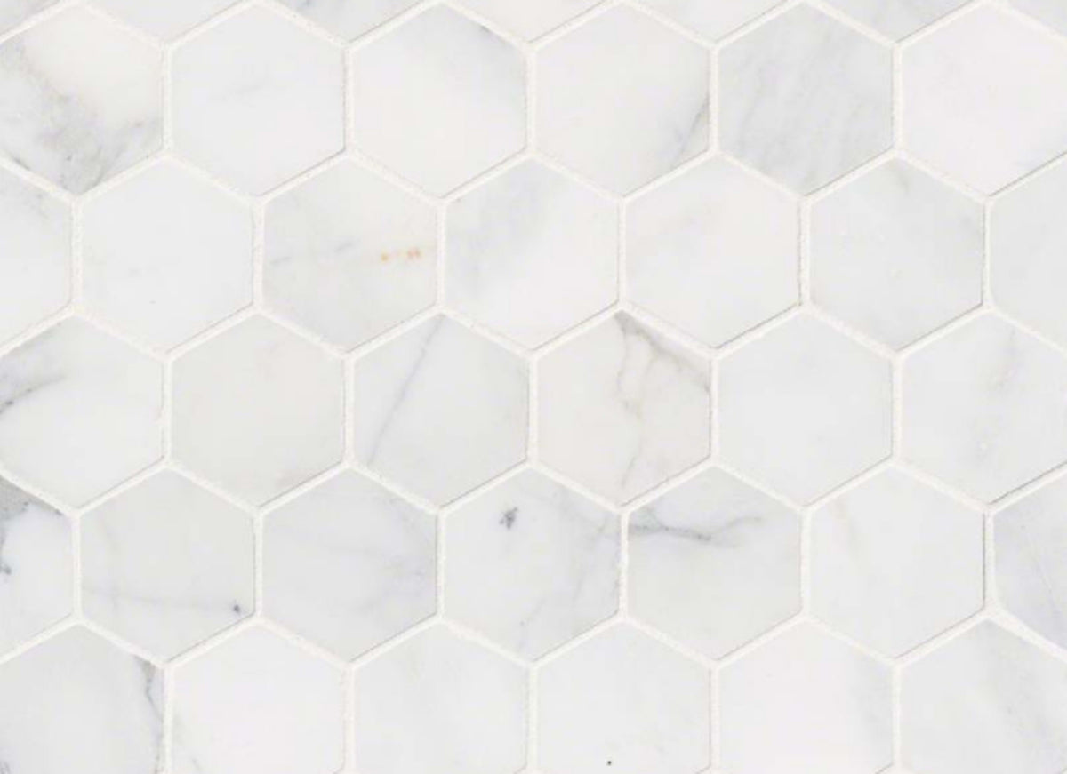 Calacatta Cressa in Calacatta Cressa 2" Hexagon Mosaic Tile