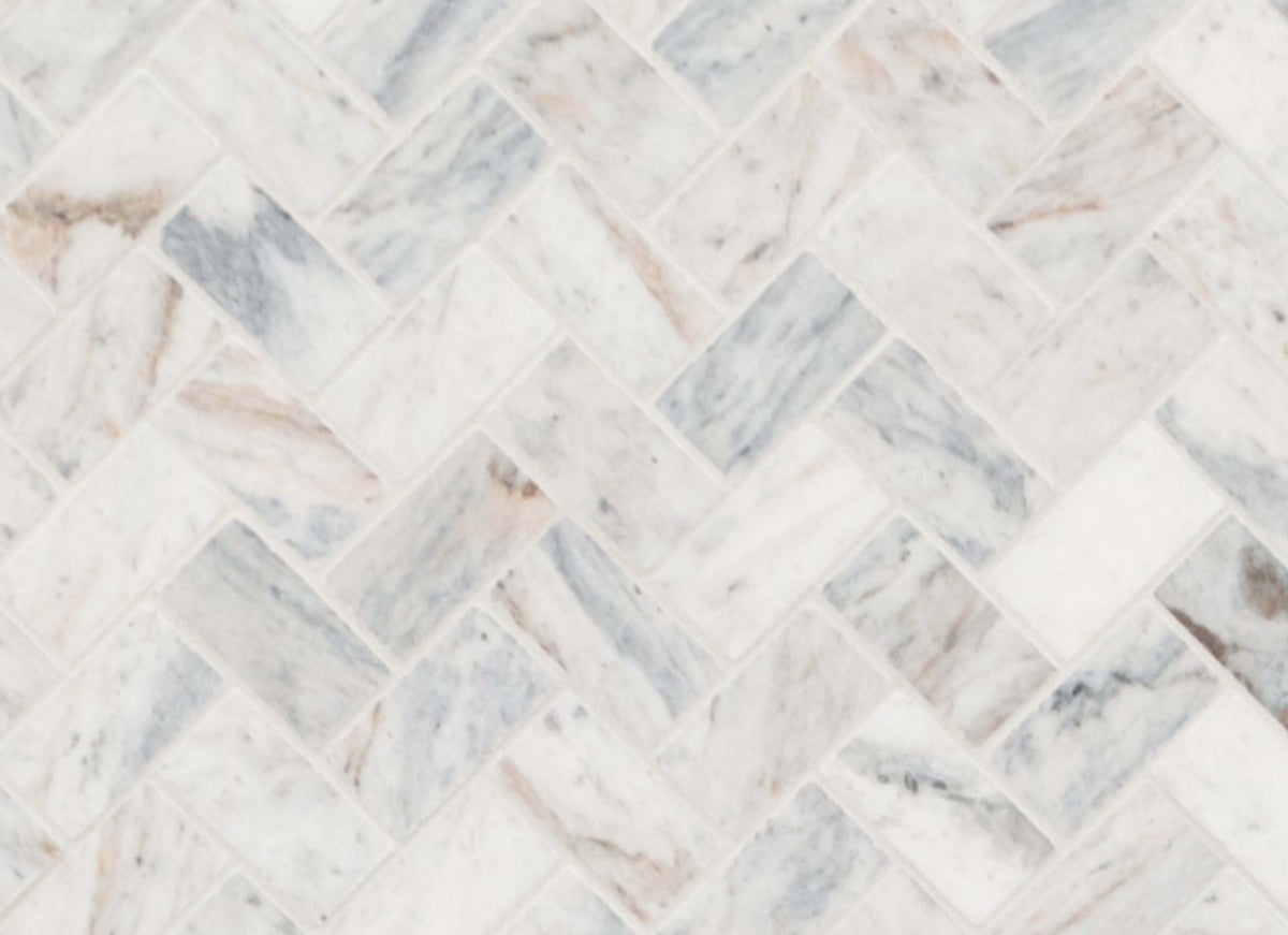 Capri Blue in Capri Blue 1x2 Herringbone Honed