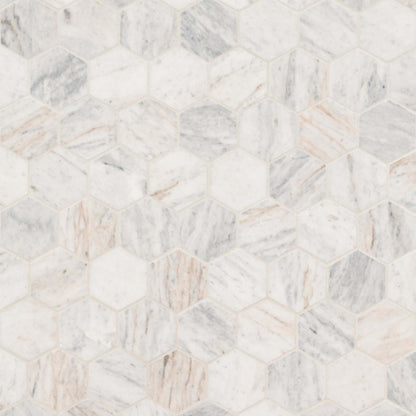 Capri Blue in Capri Blue 2" Hexagon Mosaic Tile Natural Stone