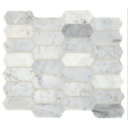Marble Collection in Carrara White Elongated Hex Natural Stone