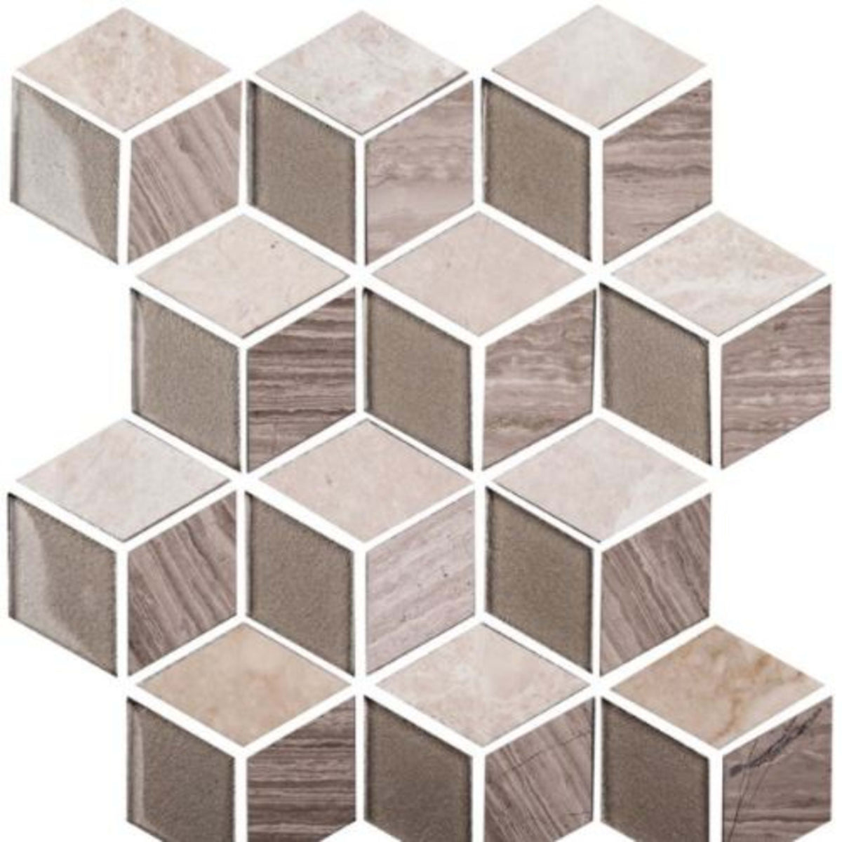 Natural Elements in Cashmere - Cube Glass Tile