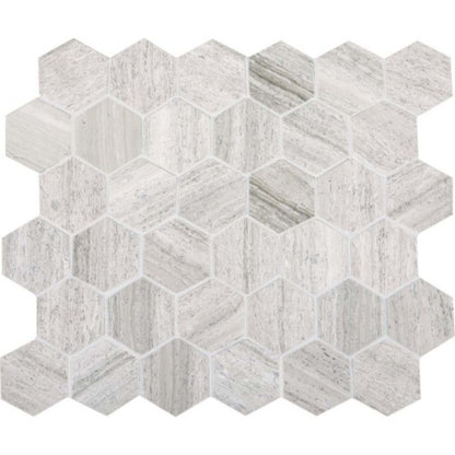 Limestone Collection in Chenille White 6x6 Hexagon Natural Stone