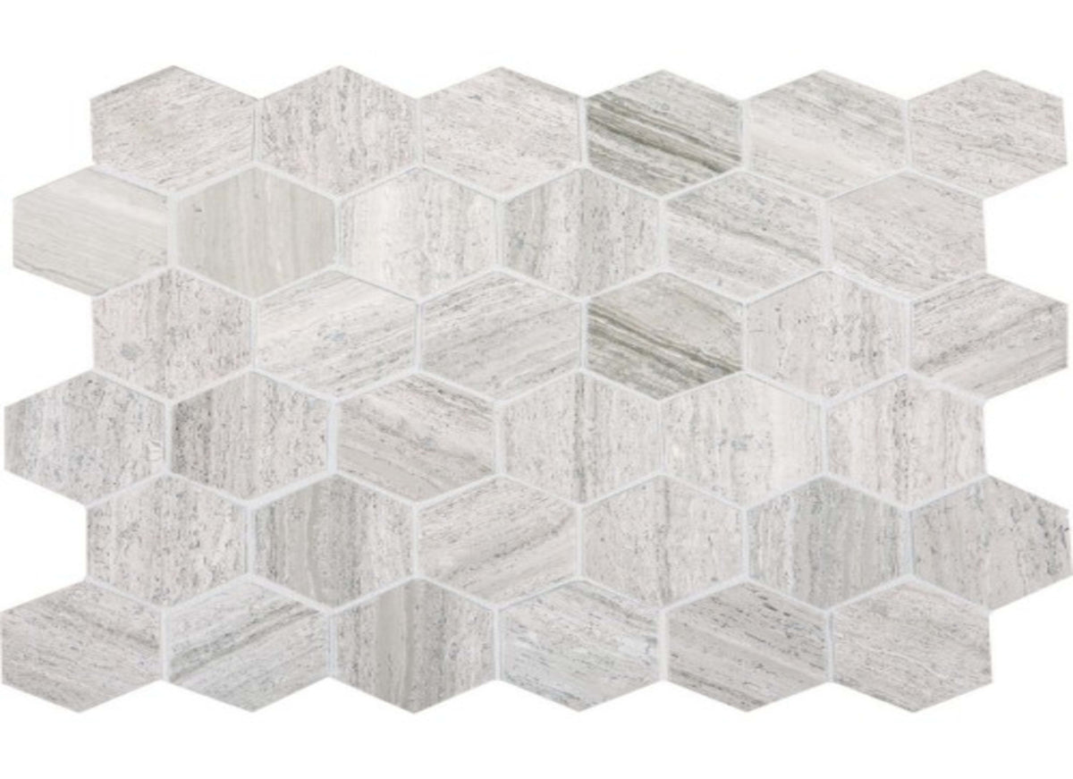 Limestone Collection in Chenille White 12x24 Hexagon