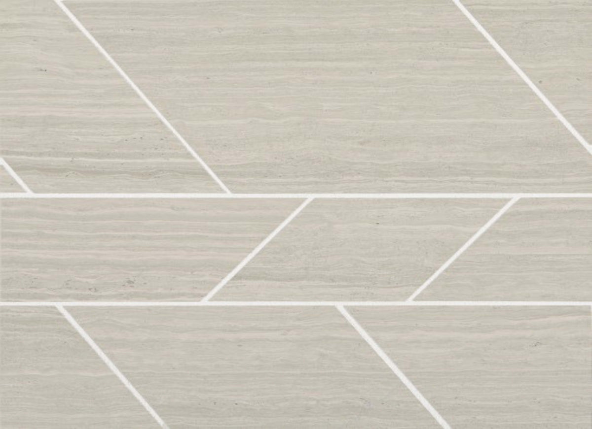 Limestone Collection in Chenille White  Modern Linear Polished