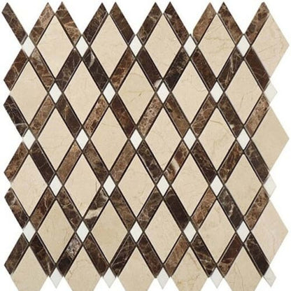 Diamond in Crema Marfil-Emperador Dark-Thassos White Natural Stone