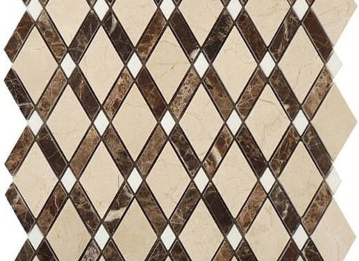 Diamond in Crema Marfil-Emperador Dark-Thassos White