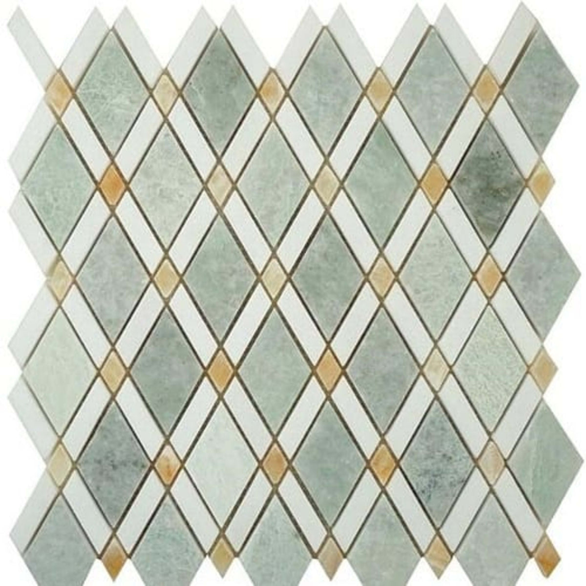 Diamond in Ming Green Light-Thassos White-Honey Onyx Natural Stone