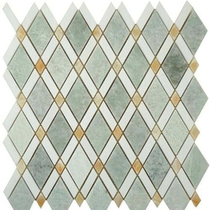 Diamond in Ming Green Light-Thassos White-Honey Onyx Natural Stone
