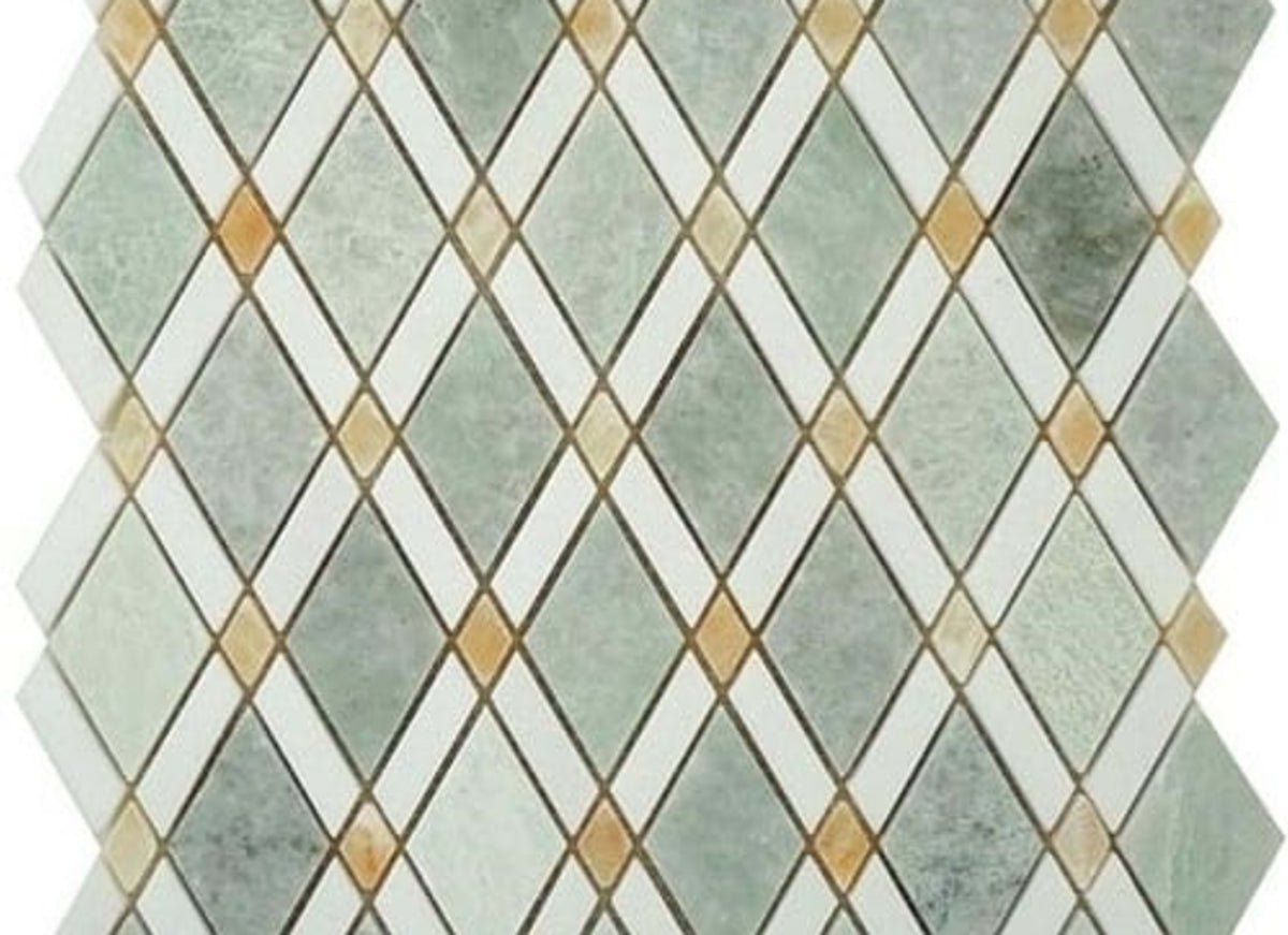 Diamond in Ming Green Light-Thassos White-Honey Onyx