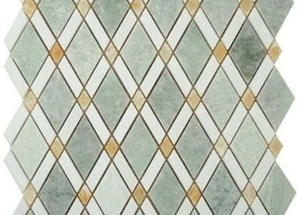 Diamond in Ming Green Light-Thassos White-Honey Onyx