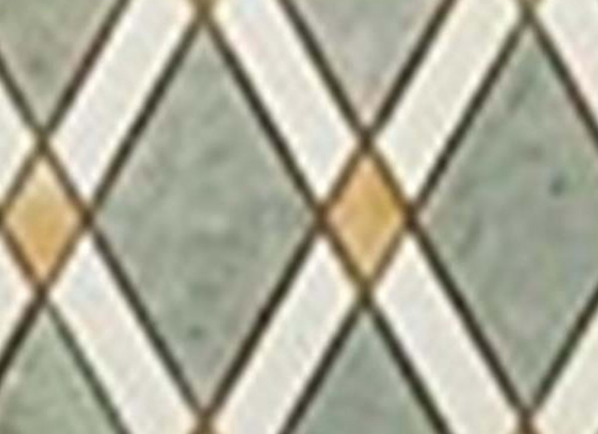 Diamond in Ming Green Light-Thassos White-Honey Onyx Listello