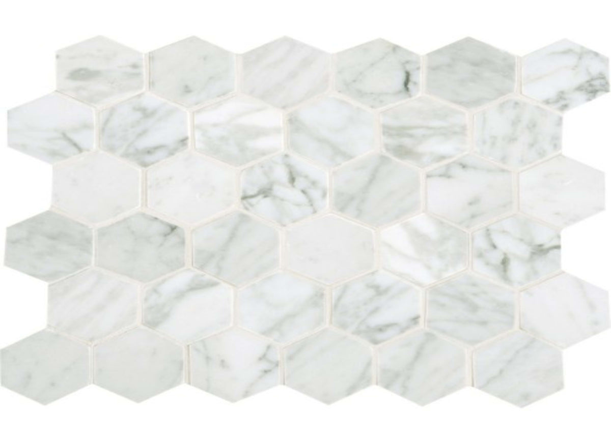 Marble Collection in Carrara White Hexagon 12x24