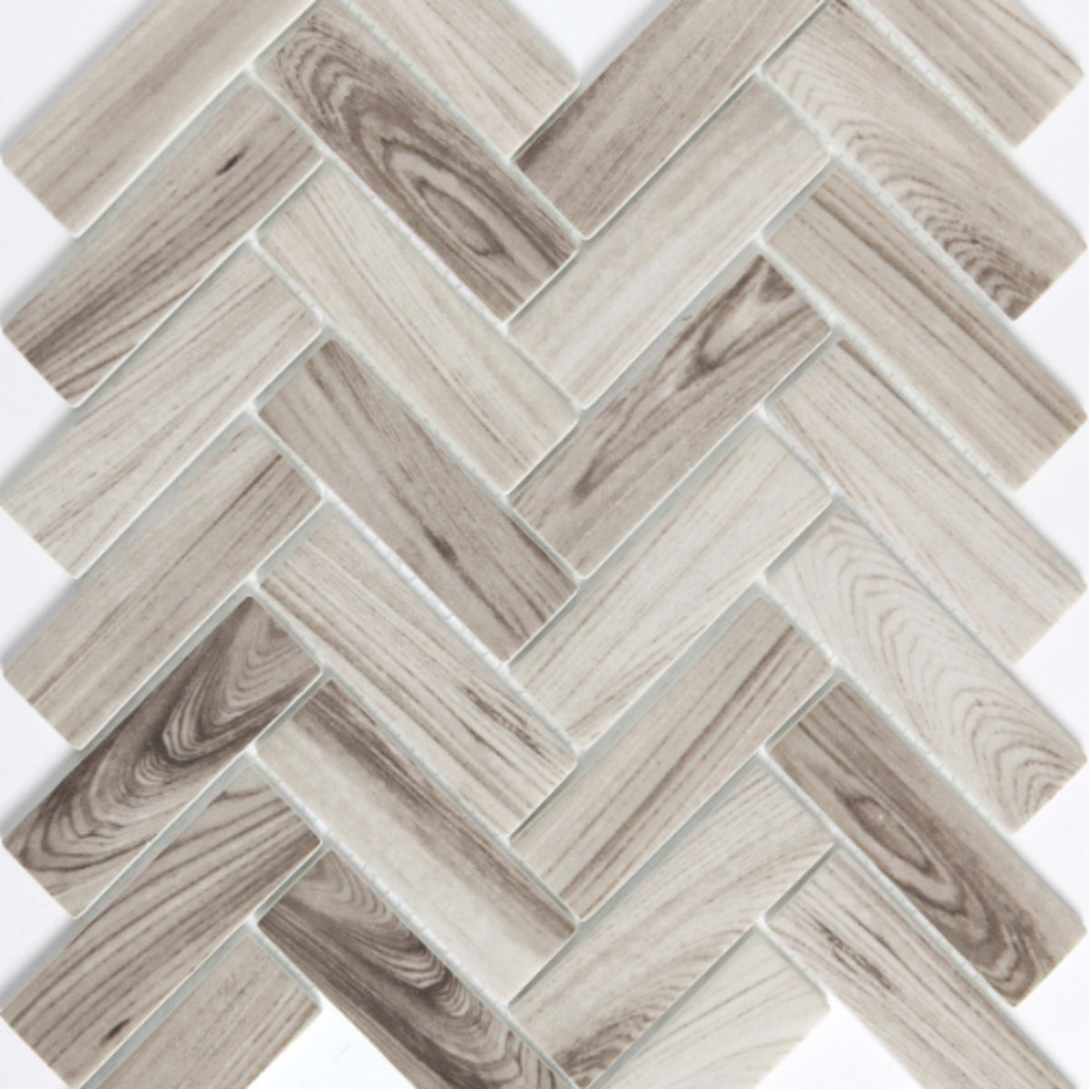 Echo in Gray Herringbone Glass Tile