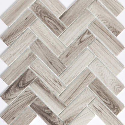 Echo in Gray Herringbone Glass Tile