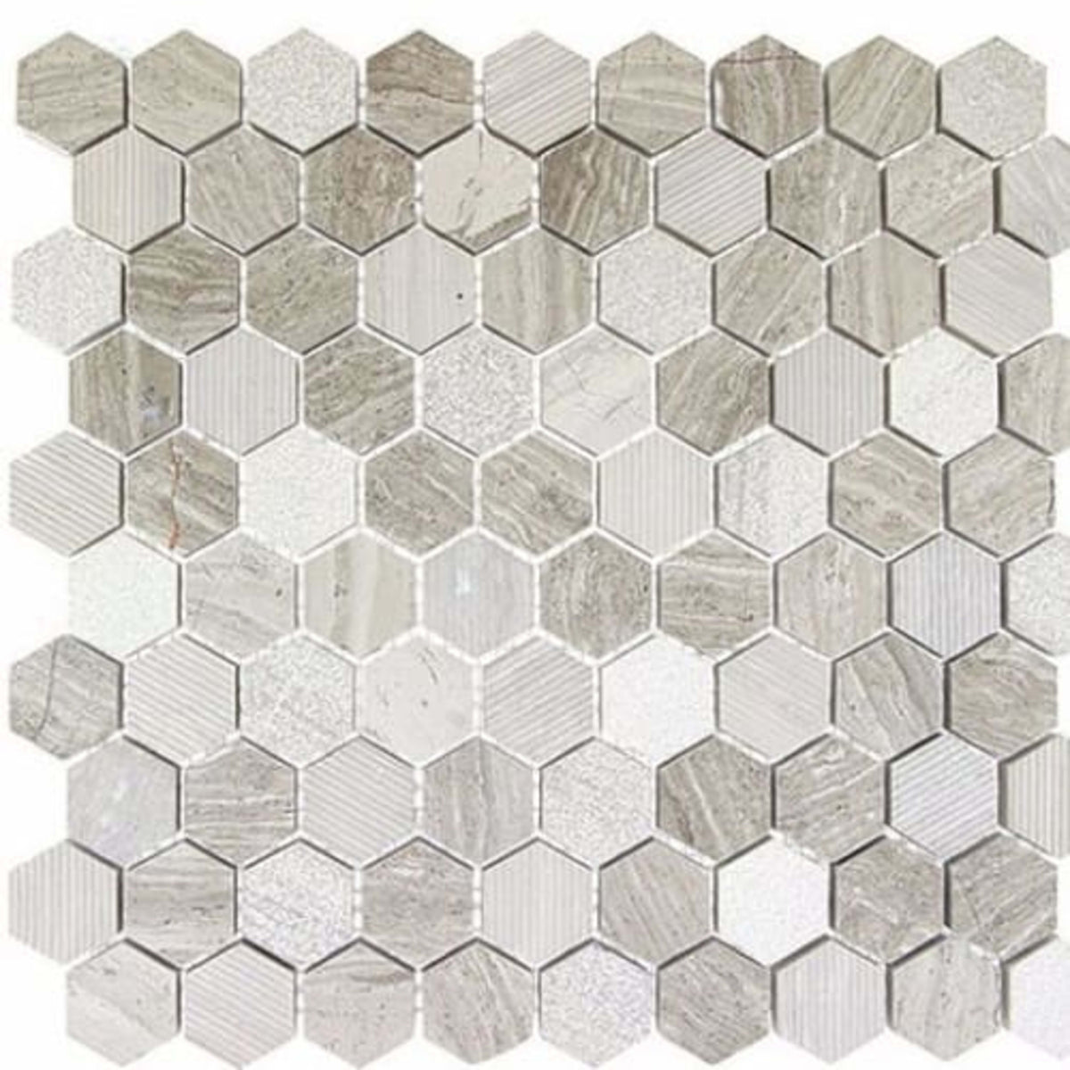 Excalibur in Winter Fjord 1 1/4" Hexagon Natural Stone