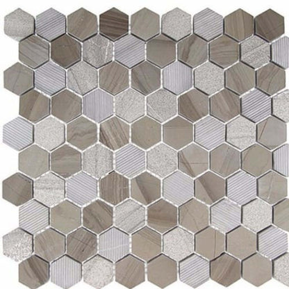 Excalibur in Smokey Tan 1 1/4" Hexagon Natural Stone