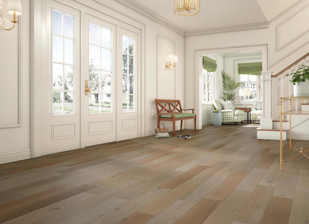 TimberBrushed Silver White Oak Engineered in Sand Mountain