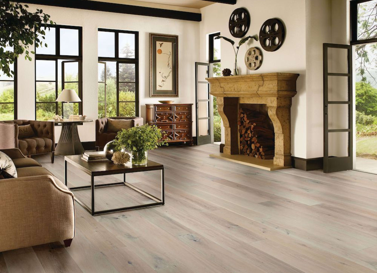TimberBrushed Platinum  White Oak Engineered in Directional Taupe 9.056"