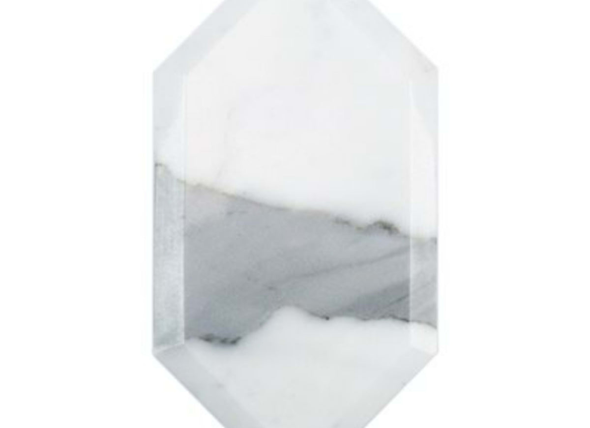 Elongated Beveled Hexagon in Hexagon Calacatta