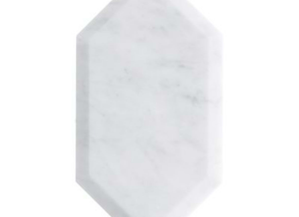 Elongated Beveled Hexagon in Hexagon White Carrara
