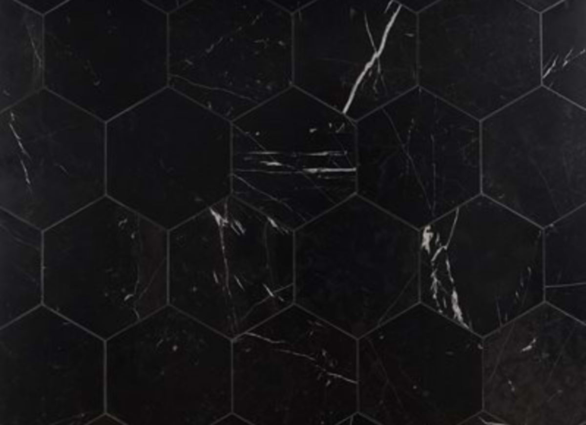 Epoch in Nero Marquina 10'' Hexagon Honed