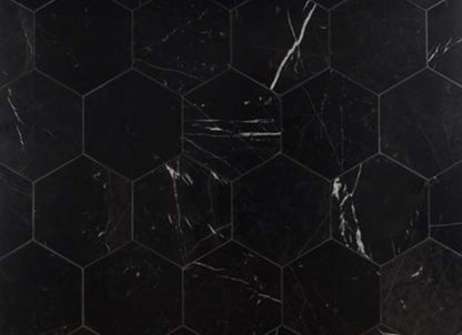 Epoch in Nero Marquina 10'' Hexagon Honed
