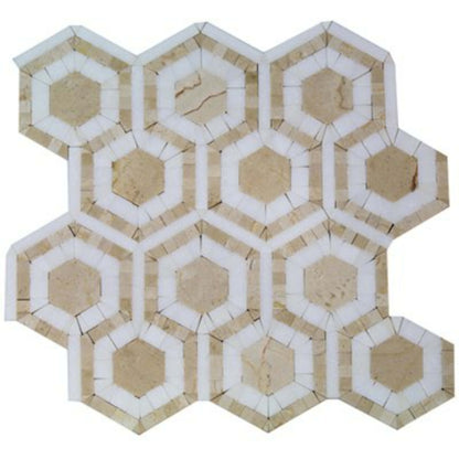 Evo Hex in Crema  Thassos Natural Stone