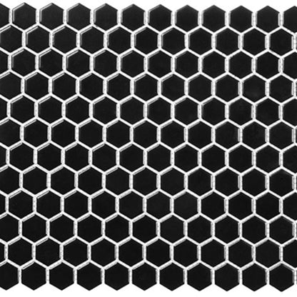 Freedom Avenue Collection - 3/4" Hex in Pitch Raven Glass Tile