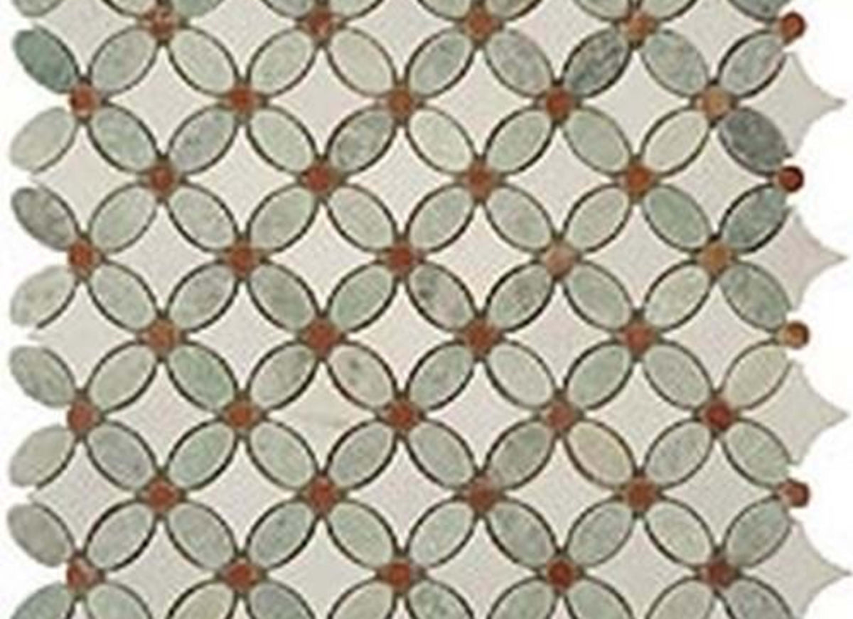Flower in Ming Green-Red Marble-Thassos White