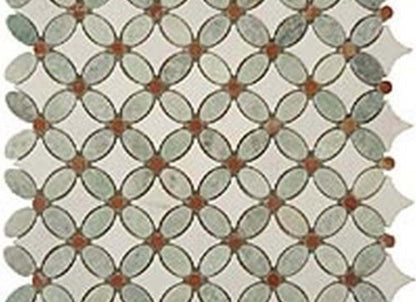 Flower in Ming Green-Red Marble-Thassos White