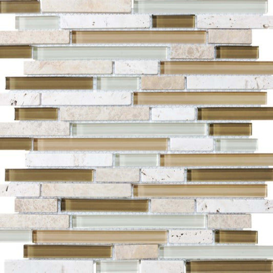 Bliss in Bamboo 12x12 Random Strip Mosaics Glass Tile