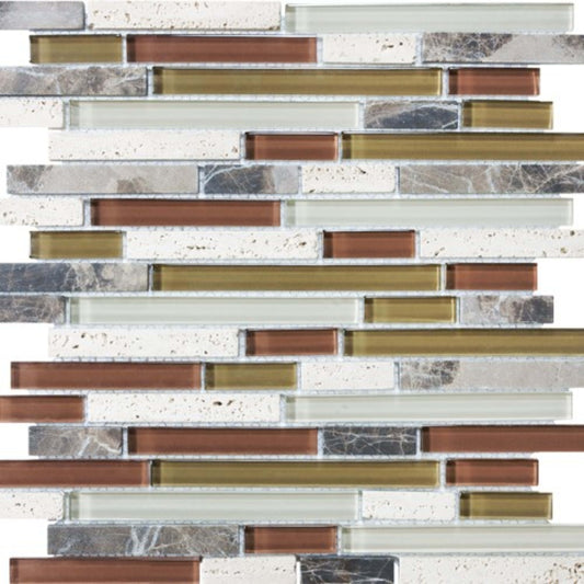 Bliss in Cabernet 12x12 Random Strip Mosaics Glass Tile