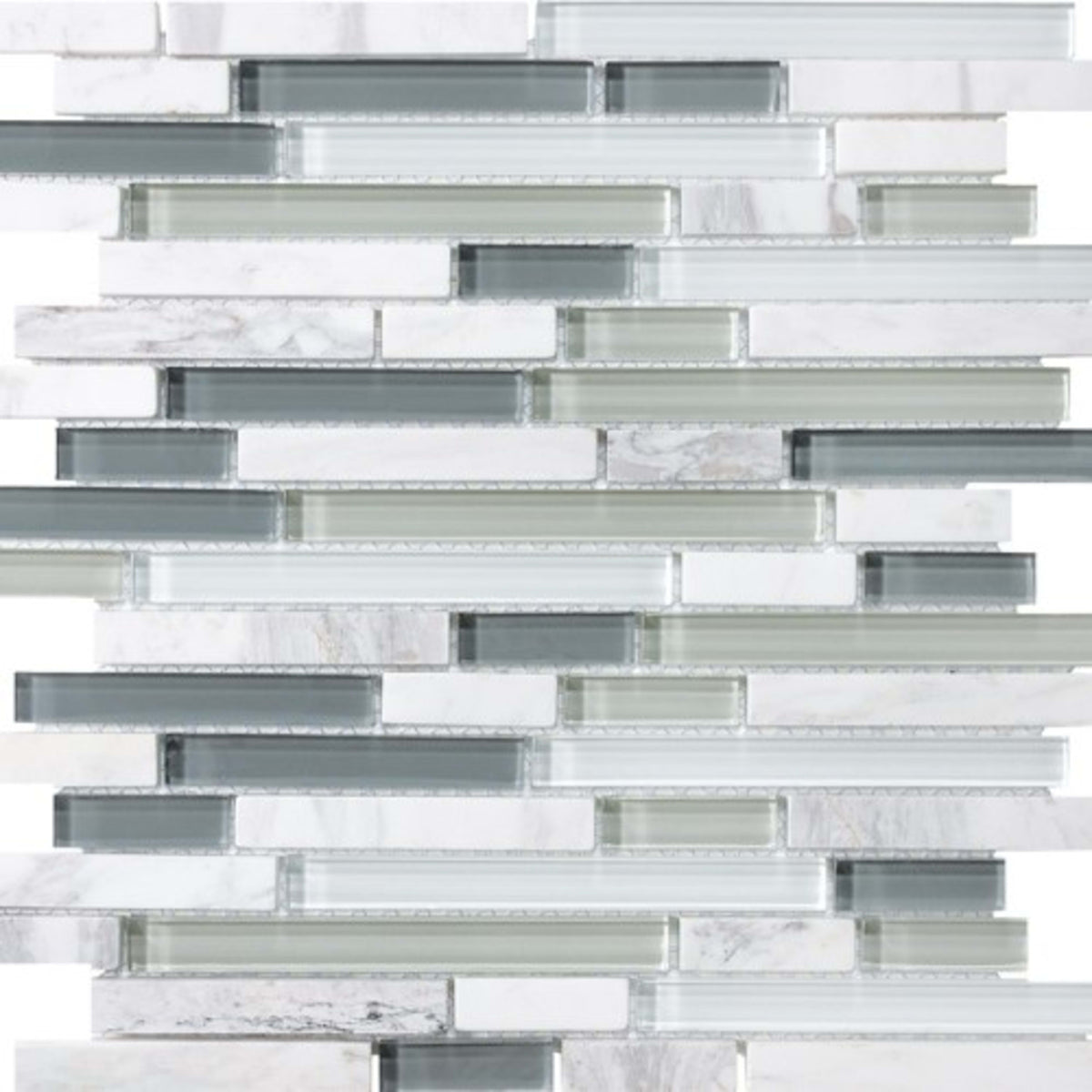 Bliss in Iceland 12x12 Random Strip Mosaics Glass Tile