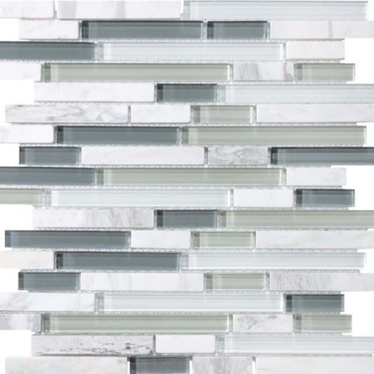 Bliss in Iceland 12x12 Random Strip Mosaics Glass Tile